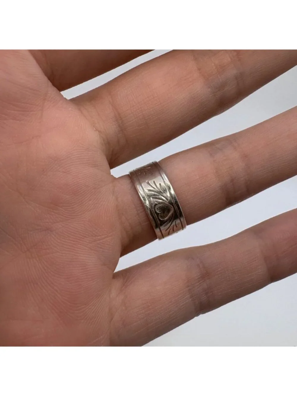 Open Back Adjustable Band Sterling Silver 925 Ring Size 7 Fit